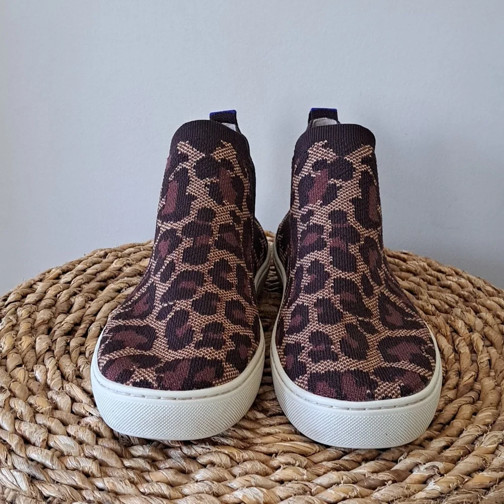 Rothy's Womens‎ Cheetah Print Stretch Pull On Chelsea Sneakers EU39/US8.5
